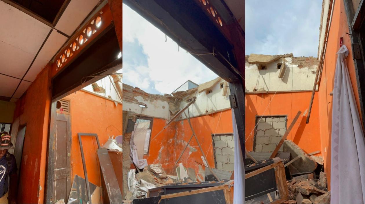 Así quedó parte del inmueble tras la caída del plafón. 