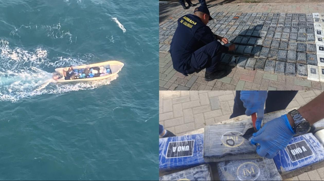 Droga hallada en la lancha que circulaba por el Mar Caribe. 