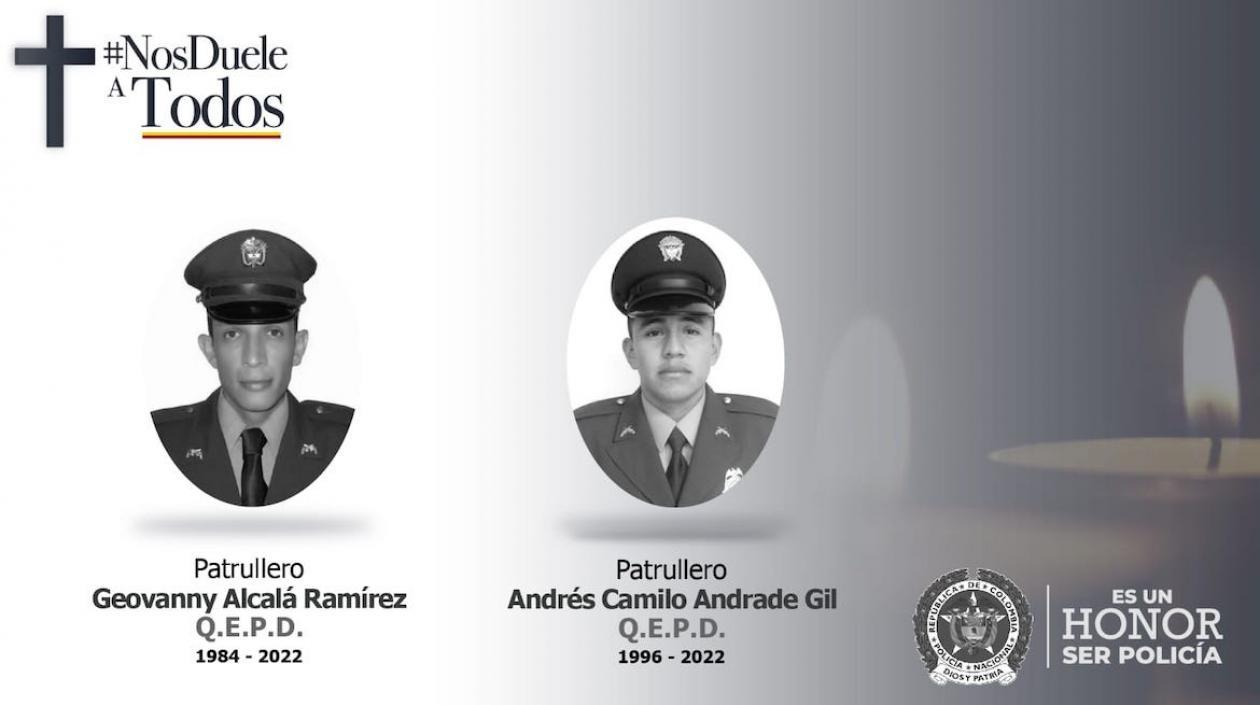 Los dos uniformados asesinados.