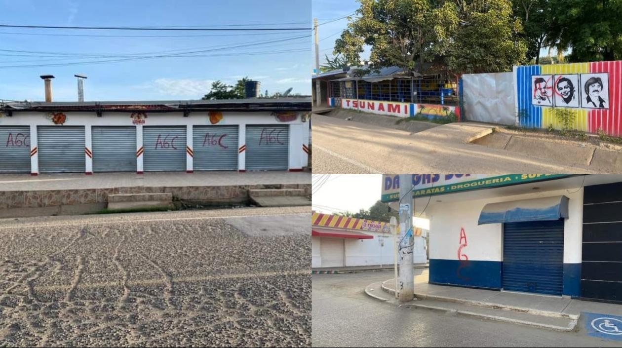 Varios negocios aparecieron con los grafitis en Plato, Magdalena. 