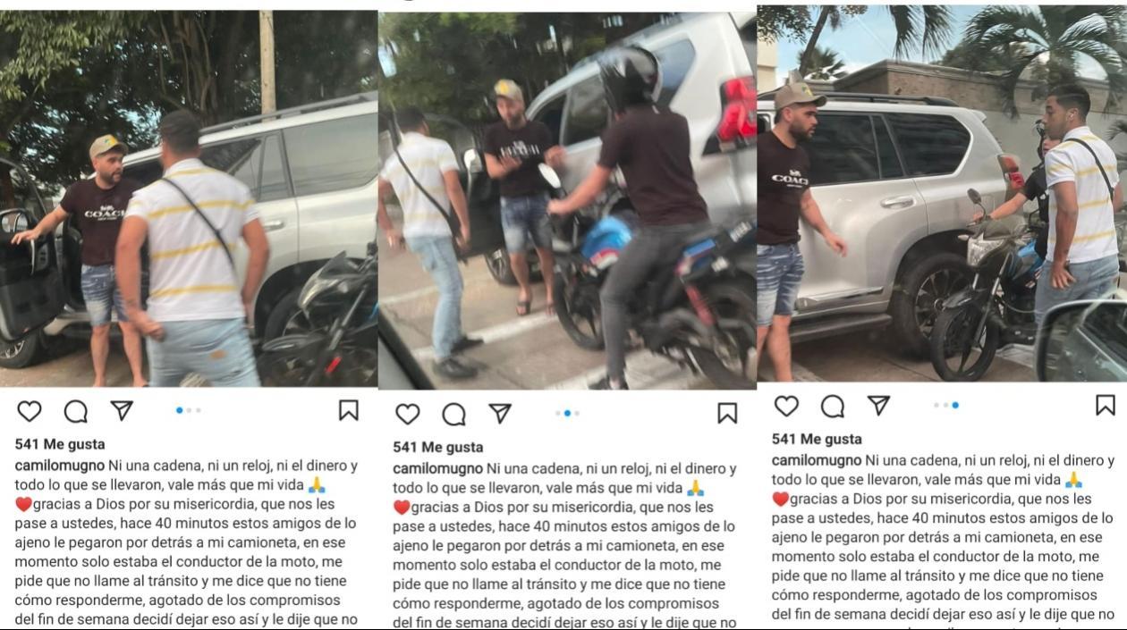 El acordeonero publicó en sus redes sociales el momento en que fue atracado. 