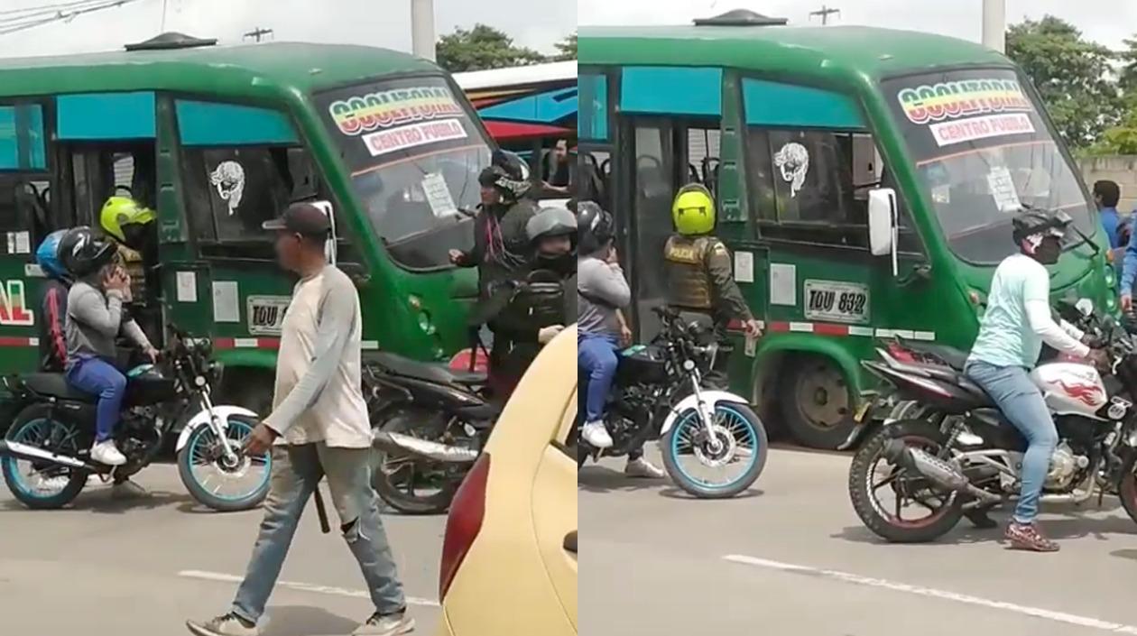 Bus de Coolitoral donde fue baleado el conductor. 
