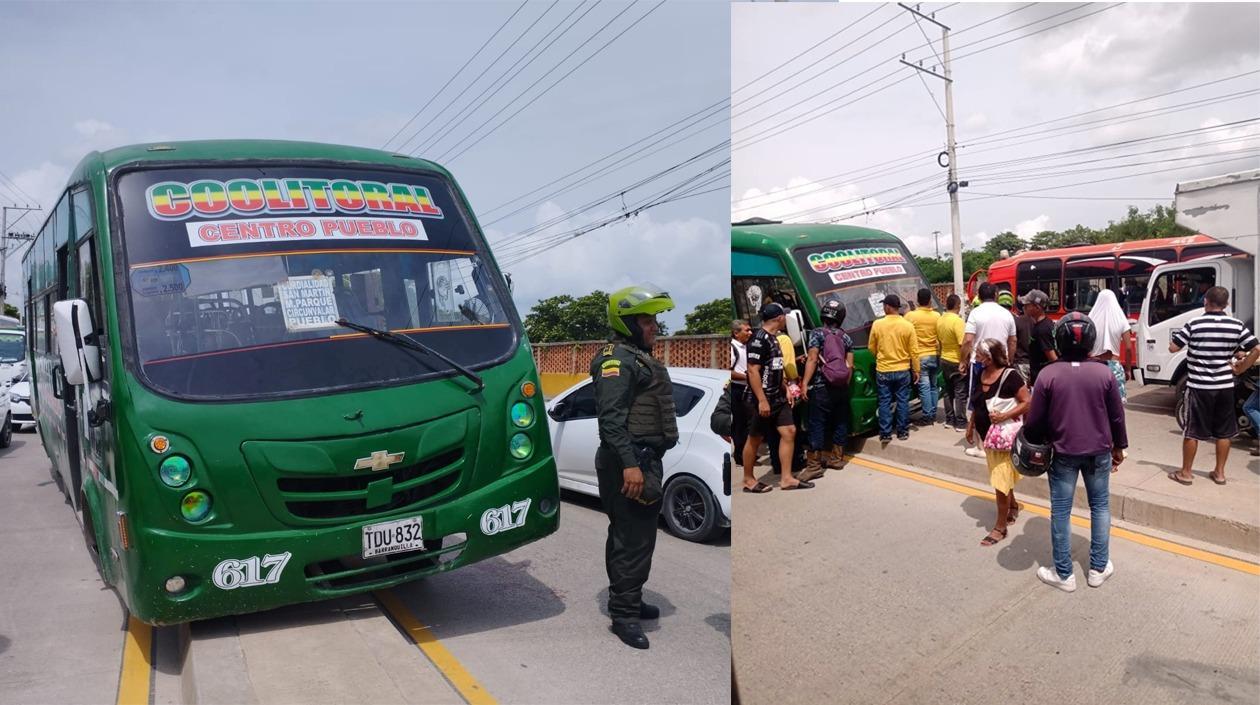 El bus quedó encima del separador, sobre La Cordialidad. 