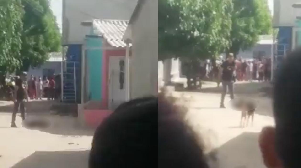 Momento en que un integrante del Gaula Militar logró herir al presunto extorsionista. 