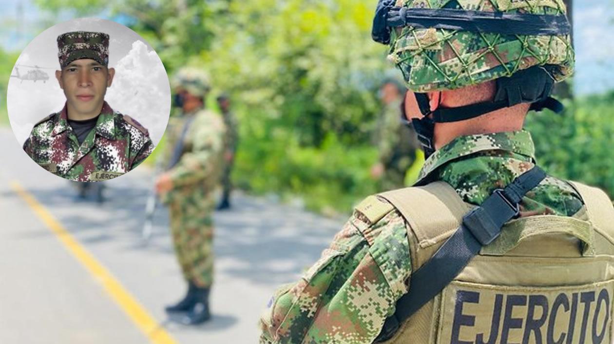 Los operativos de las fuerzas militares se intensificaron. En el recuadro, foto de Blas Andrés Soto Carrascal, el soldado muerto.