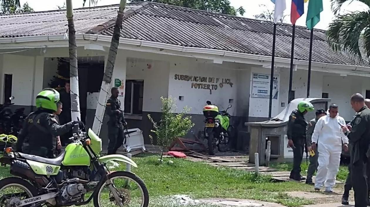 Sede policial en Potrerito, Jamundí, Valle del Cauca, donde se produjo el ataque.