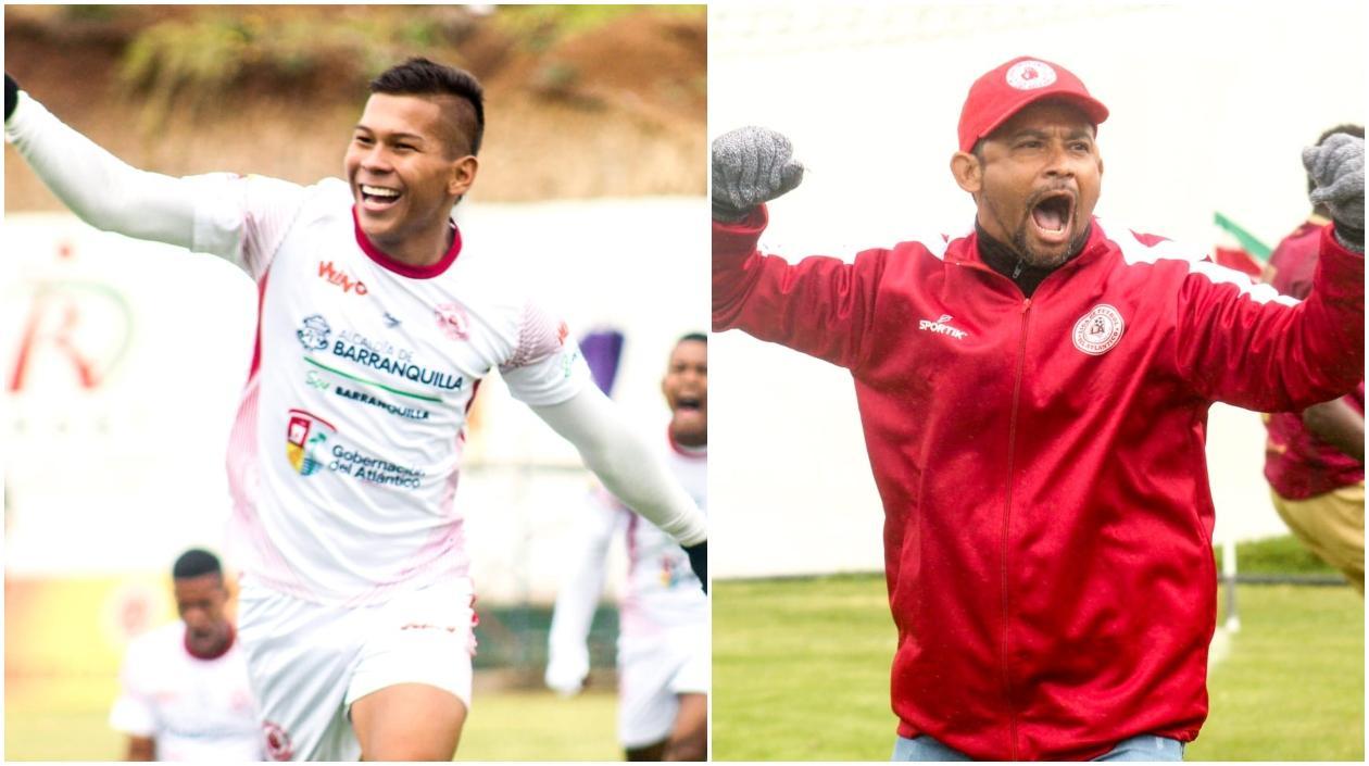 Anderson García y el técnico Erick Guerrero festejan el gol del triunfo. 