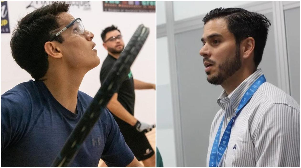 Set Cubillos, raquetbolista barranquillero, y Luis Restrepo, director de Indeportes. 