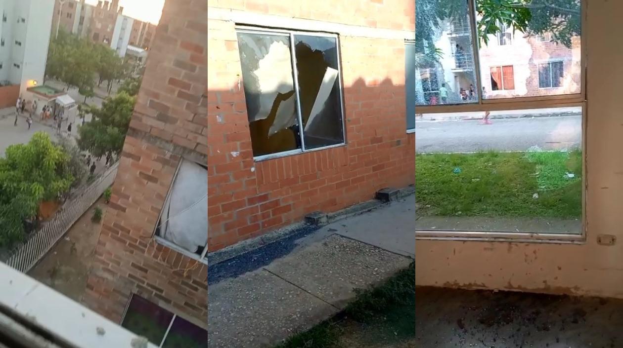 Daños ocasionados por los pandilleros.