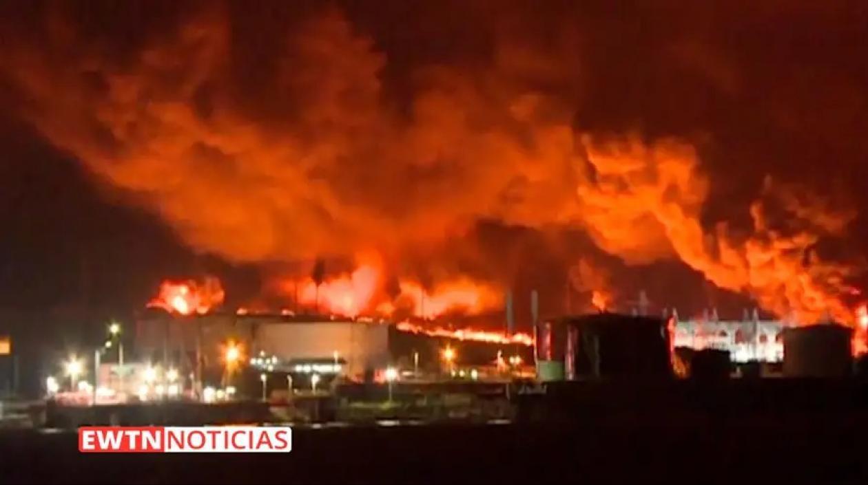 Magnitud del incendio en Matanzas, Cuba.