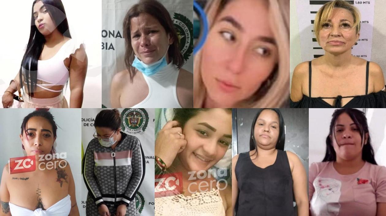 Nueve mujeres que son presuntas integrantes de bandas.