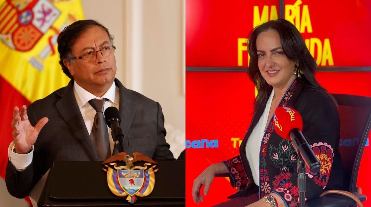 Presidente Gustavo Petro y senadora María Fernanda Cabal.