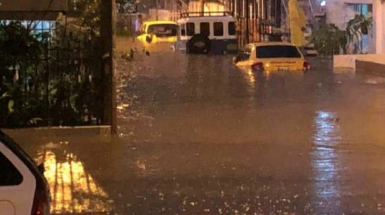 Inundación en uno de los barrios de Cartagena.