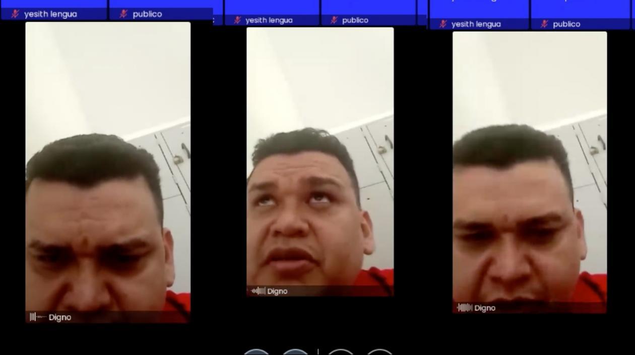 Digno Palomino durante la audiencia virtual de formulación de imputación.