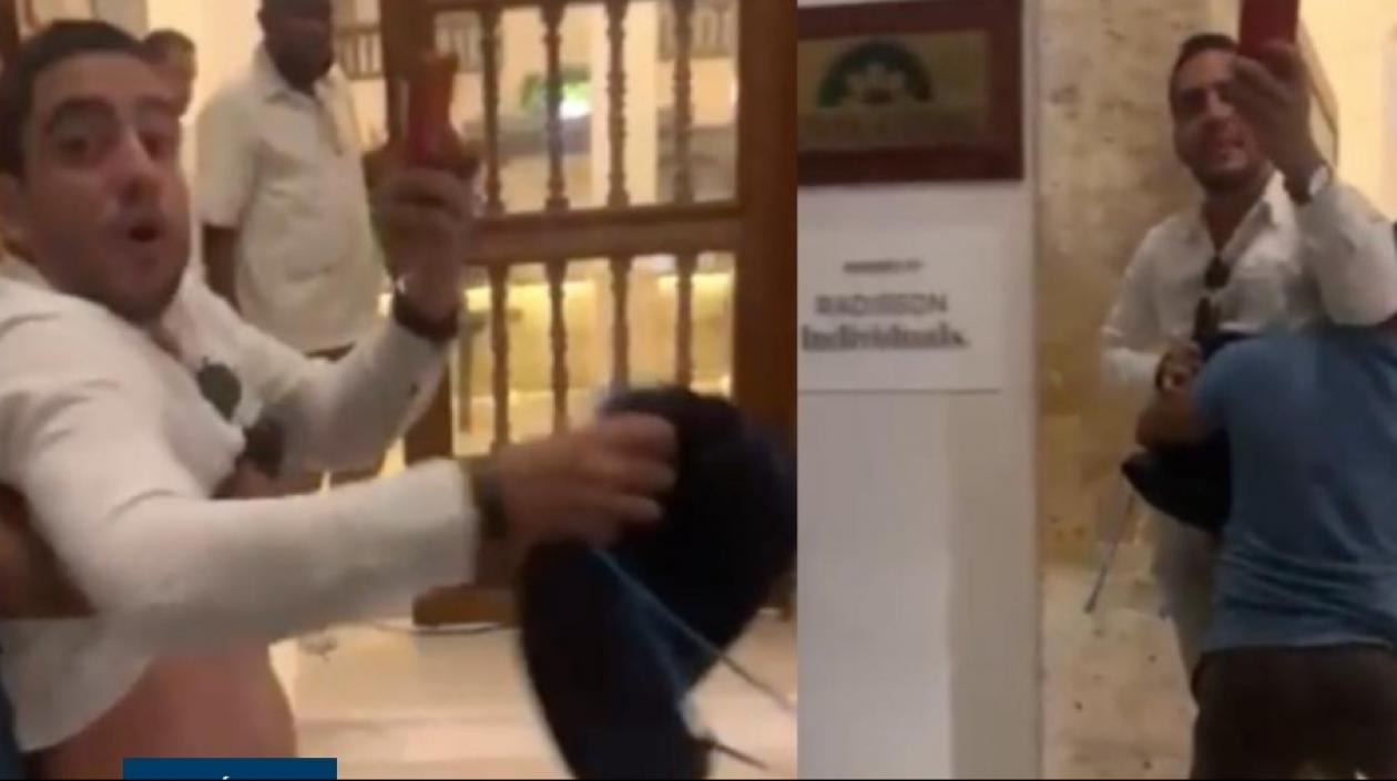 El Senador Alex Flórez cuando protagonizó el escándalo en un hotel de Cartagena.