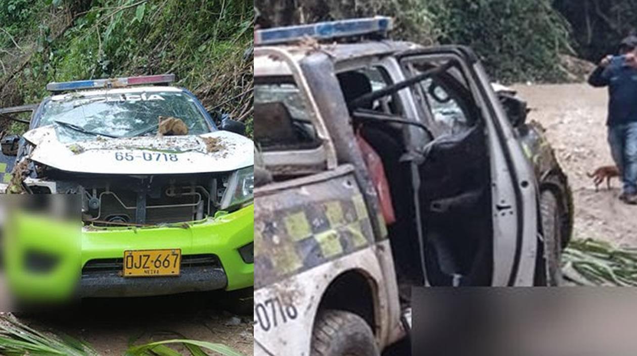 Patrulla en la que se movilizaban los policías que fueron asesinados.