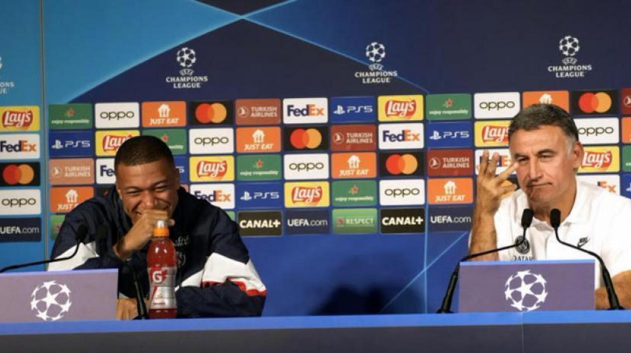 Kilyan Mbappé y el técnico Christophe Galtier.
