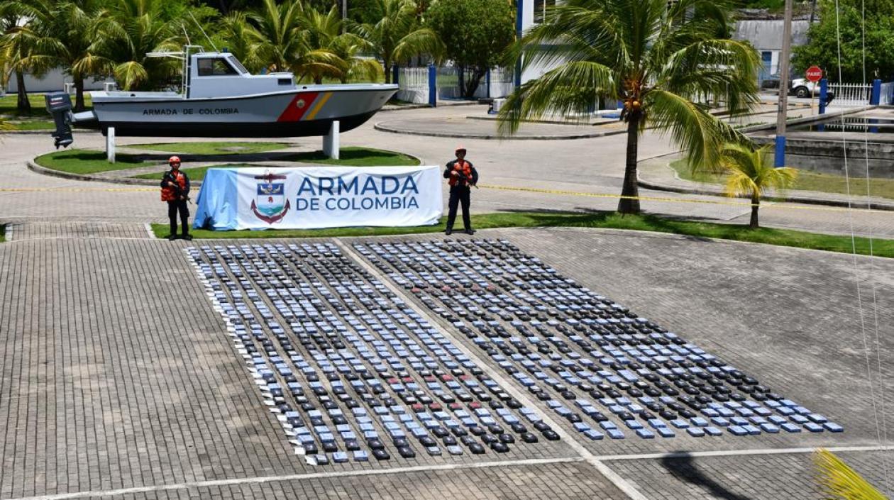 Cocaína incautada por la Armada Nacional. 