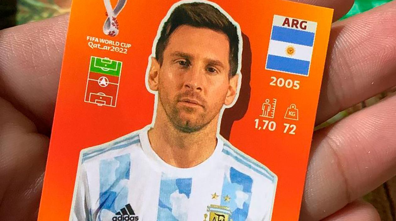 Estampita de Lionel Messi del álbum del Mundial de Catar 2022. 
