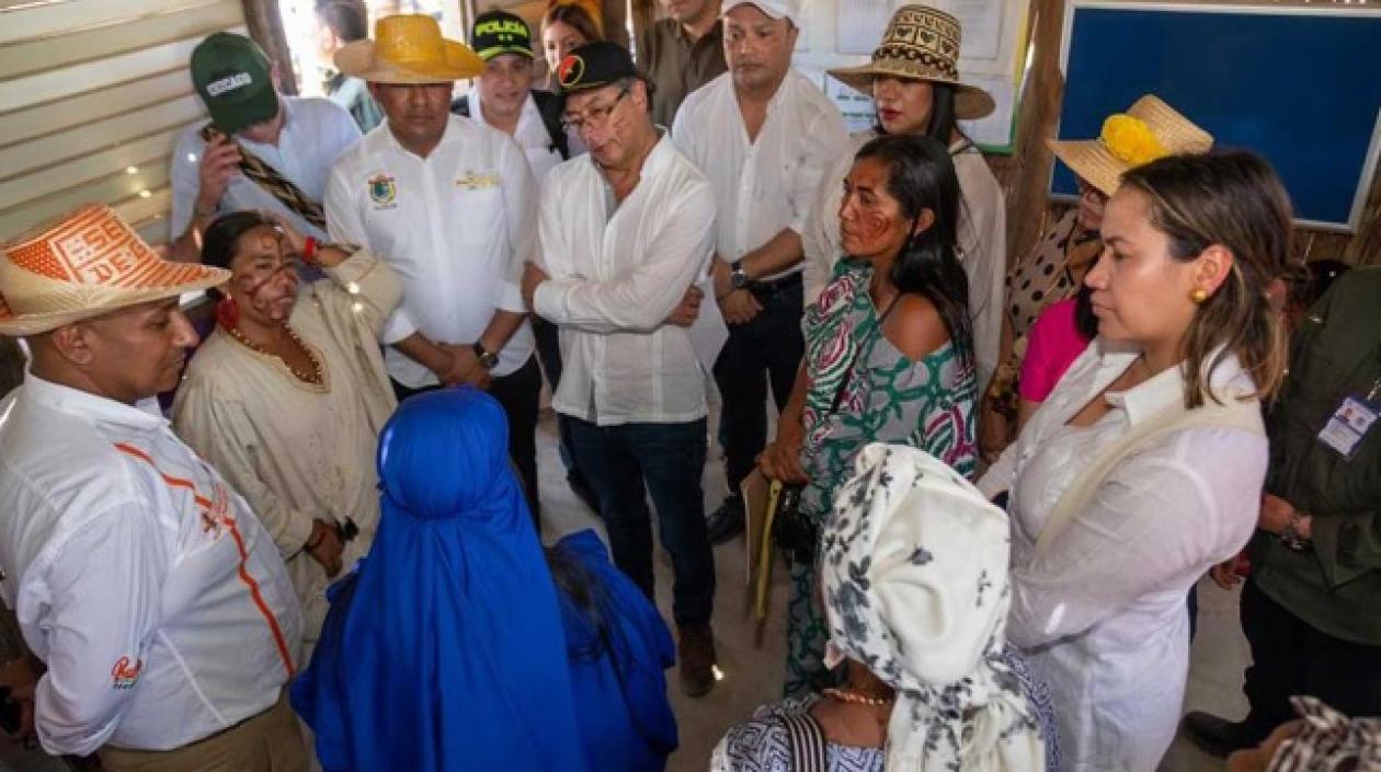 El Presidente Gustavo Petro en la visita que hizo a Uribia.