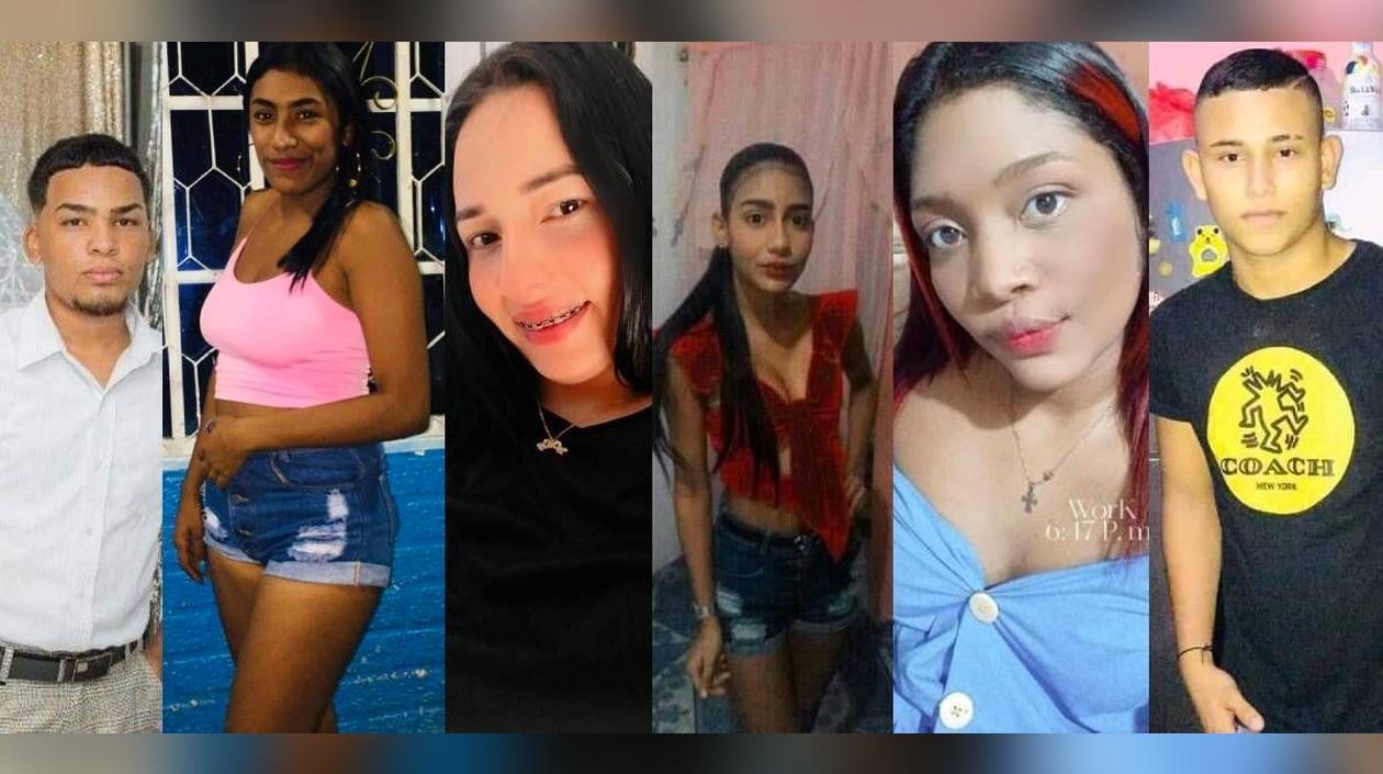 Los seis jóvenes fallecidos en el accidente. 