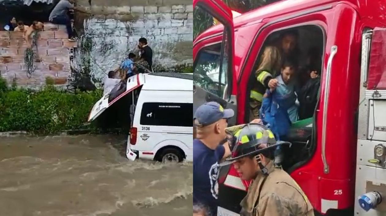 Momento en que eran rescatados los niños. 