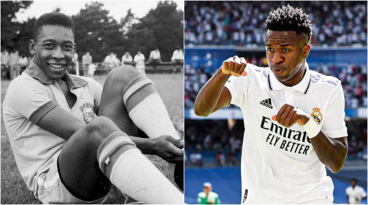 Pelé en sus épocas de jugador y Neymar. 