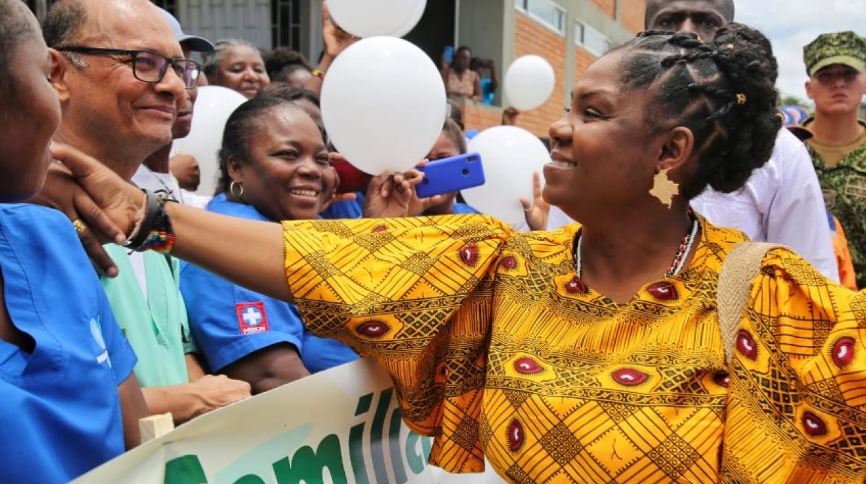 Francia Márquez en la visita que este lunes hizo a Timbiquí