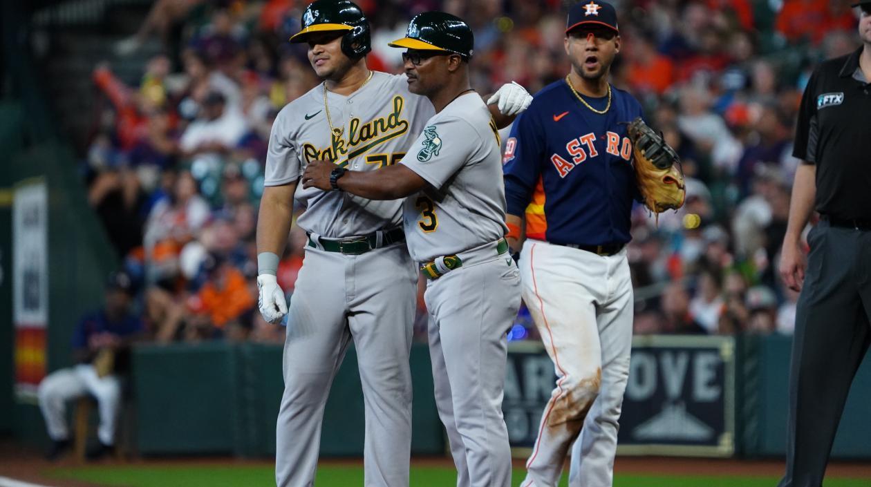 Jordan Díaz tras conectar su primer imparable en las Mayores. 