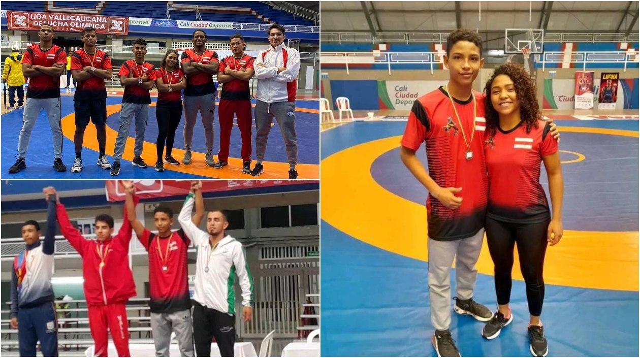 Luchadores del Atlántico durante el evento. 