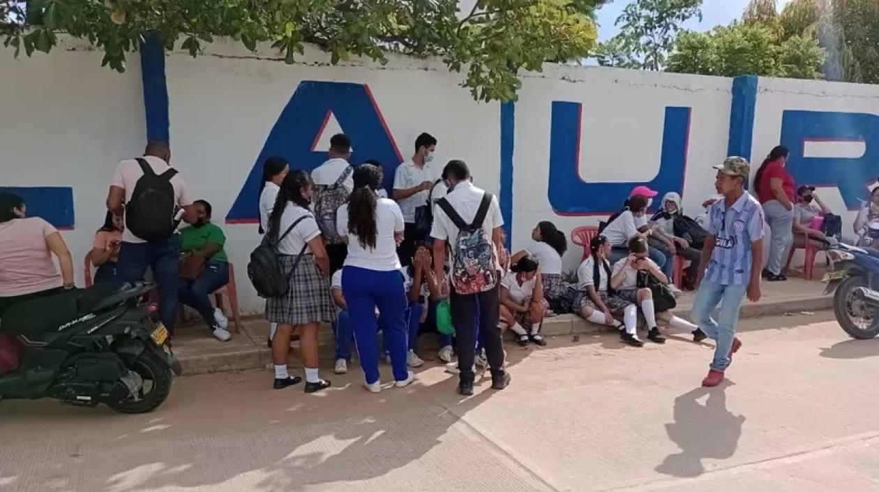 Estudiantes en la protesta.