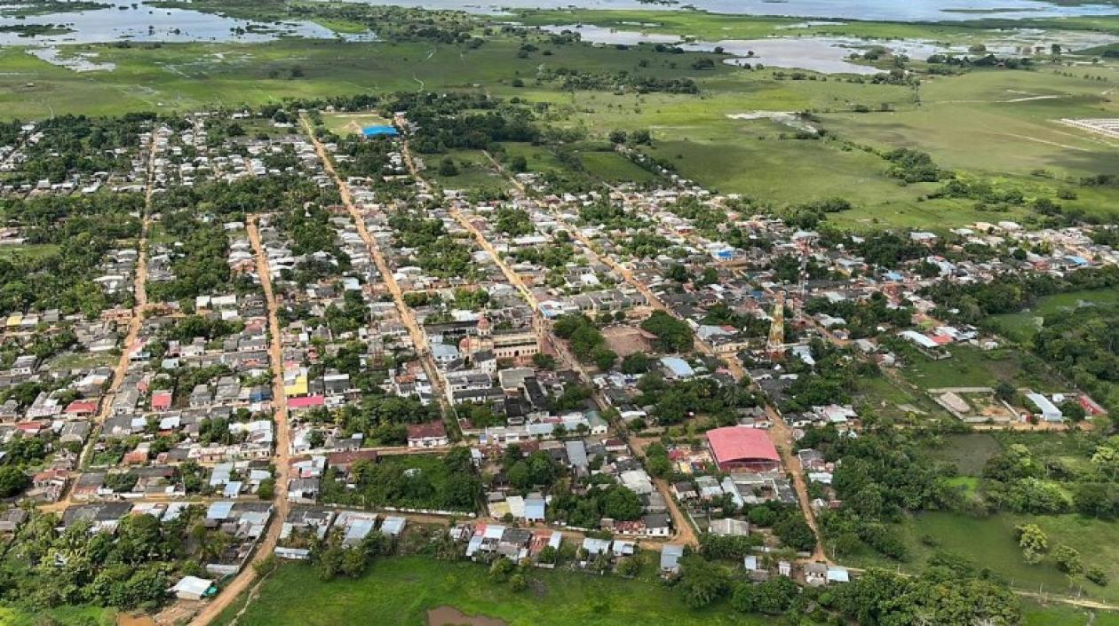 Vista aérea de San Benito, en La Mojana, uno de los más golpeados por el invierno