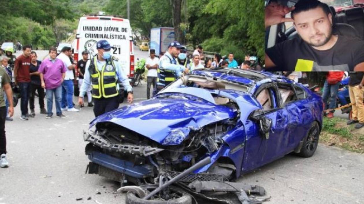 Ángelo Figueroa, el empresario fallecido, y el Jaguar que conducía el día del accidente.