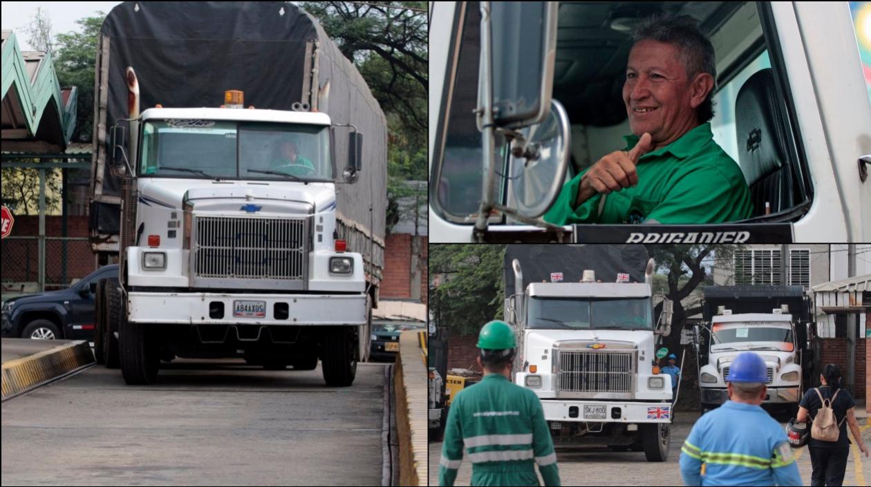 Camiones y uno de los conductores.