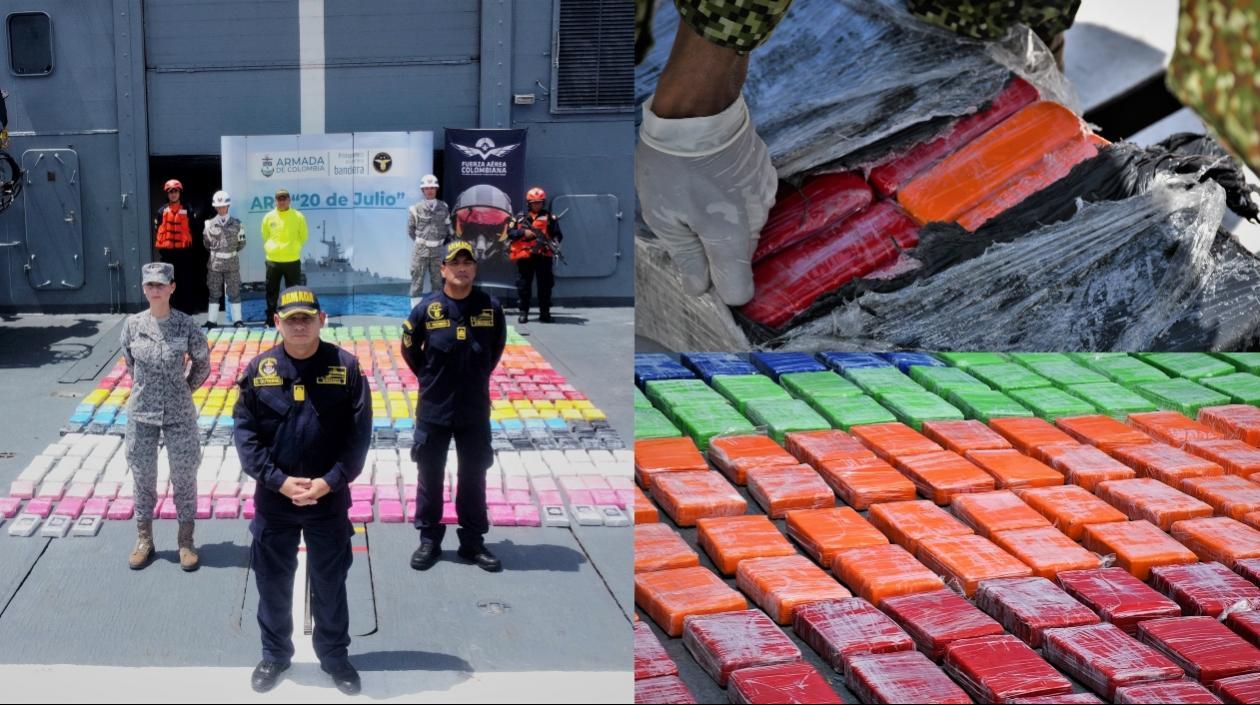 Cocaína incautada por la Armada Nacional. 