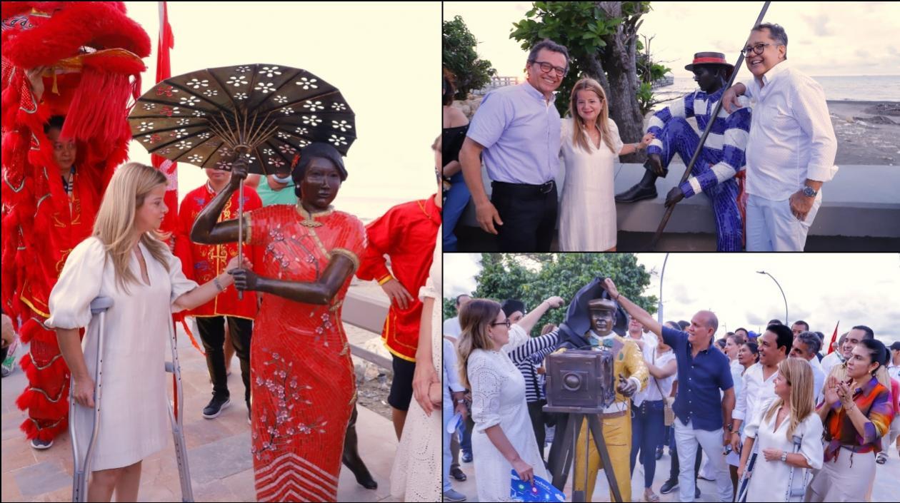 Las esculturas mostradas por la Gobernadora.