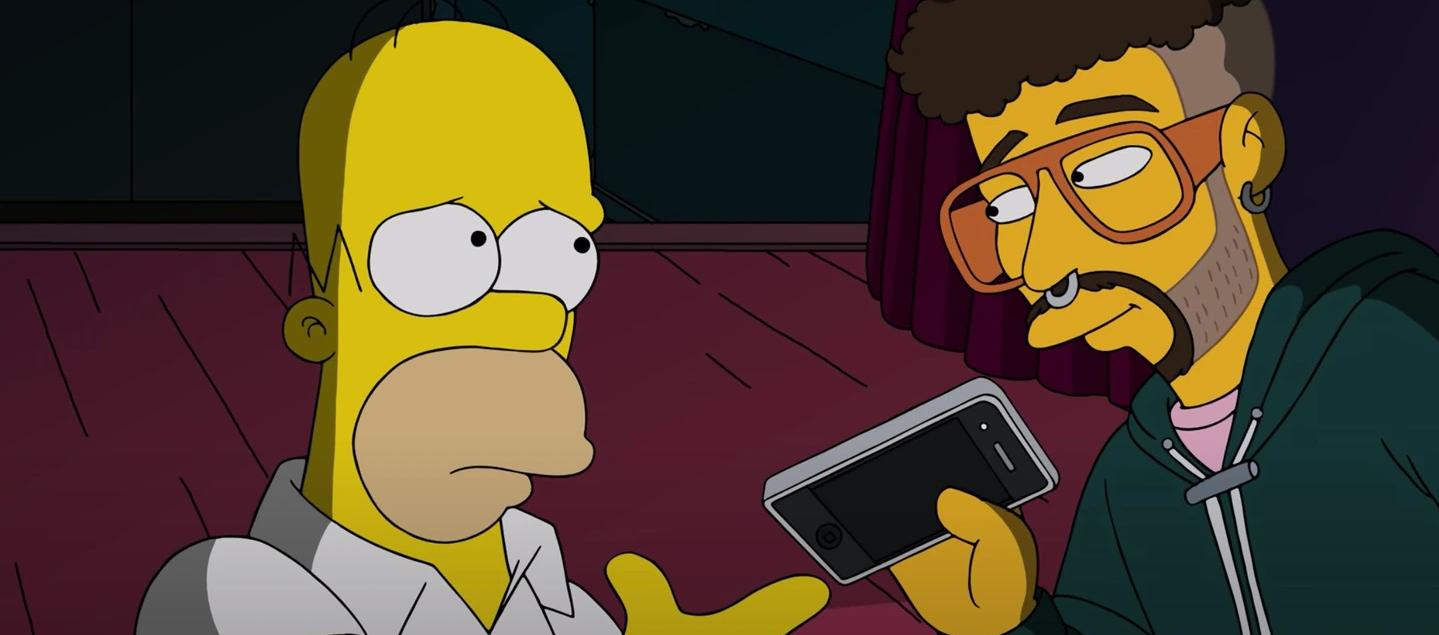 'Homero' y Bad Bunny en una escena de ‘Los Simpson’.