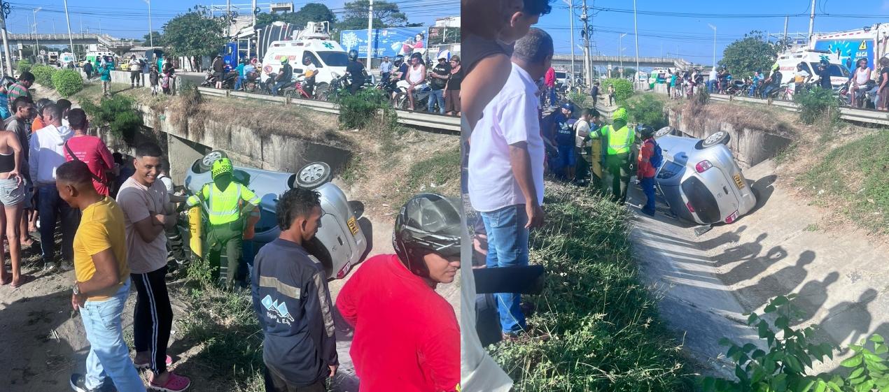 El vehículo quedó en una cuneta. 