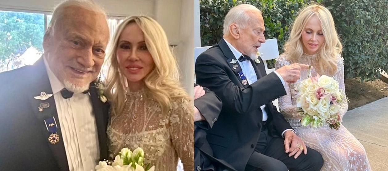 Buzz Aldrin con su nueva esposa.