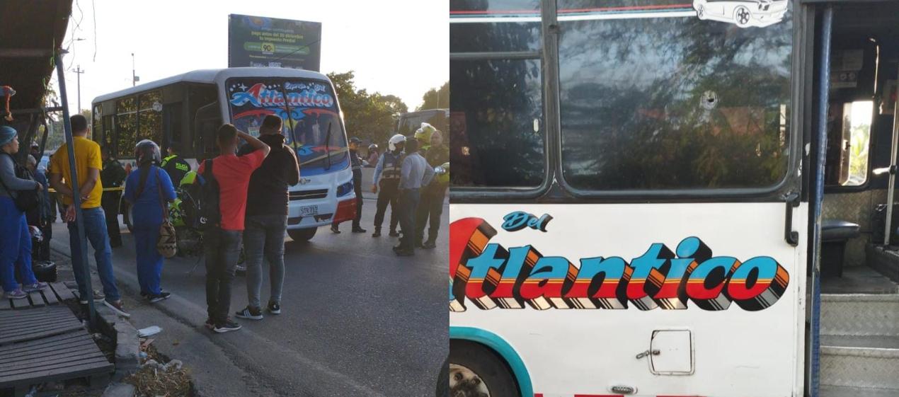 Aspecto del bus donde ocurrió la balacera. 