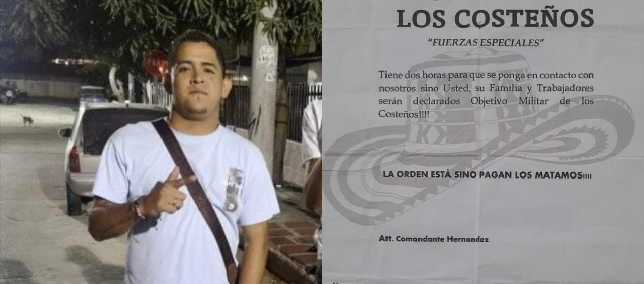 Jhonatan González Flores, alias 'Jhona' y el panfleto que le hallaron durante el allanamiento.