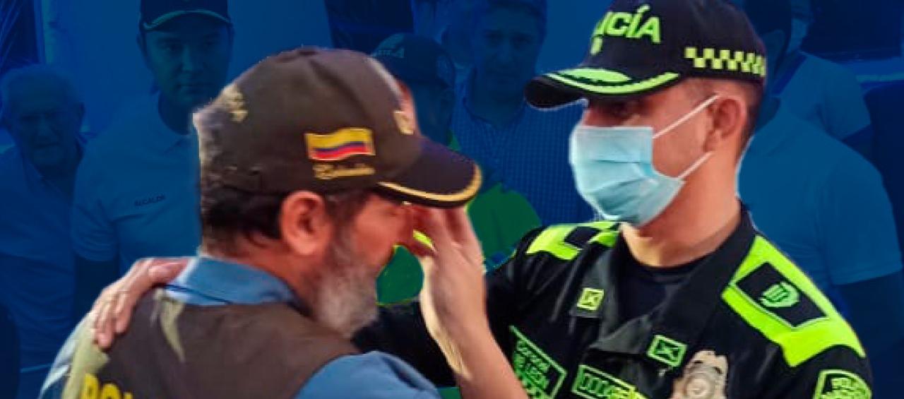 El coronel Luis Rodríguez saluda al ganadero Javier García Maya.