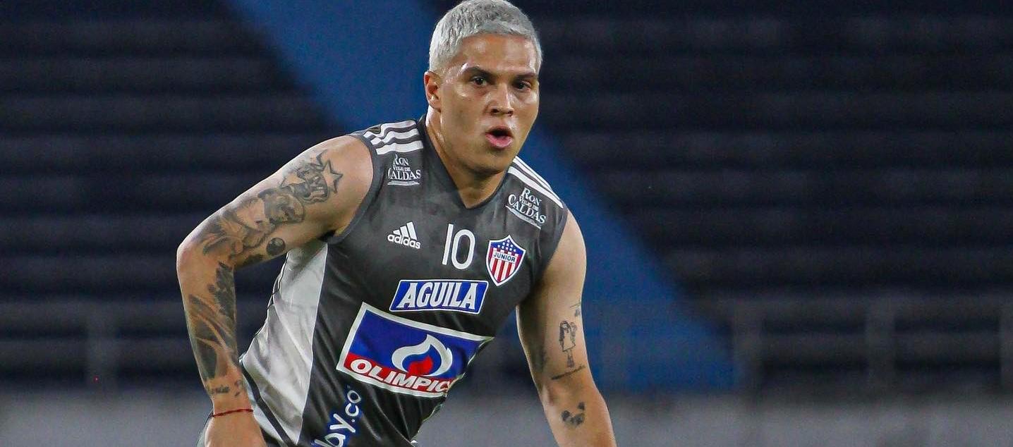 Juan Fernando Quintero en su primera práctica con Junior.