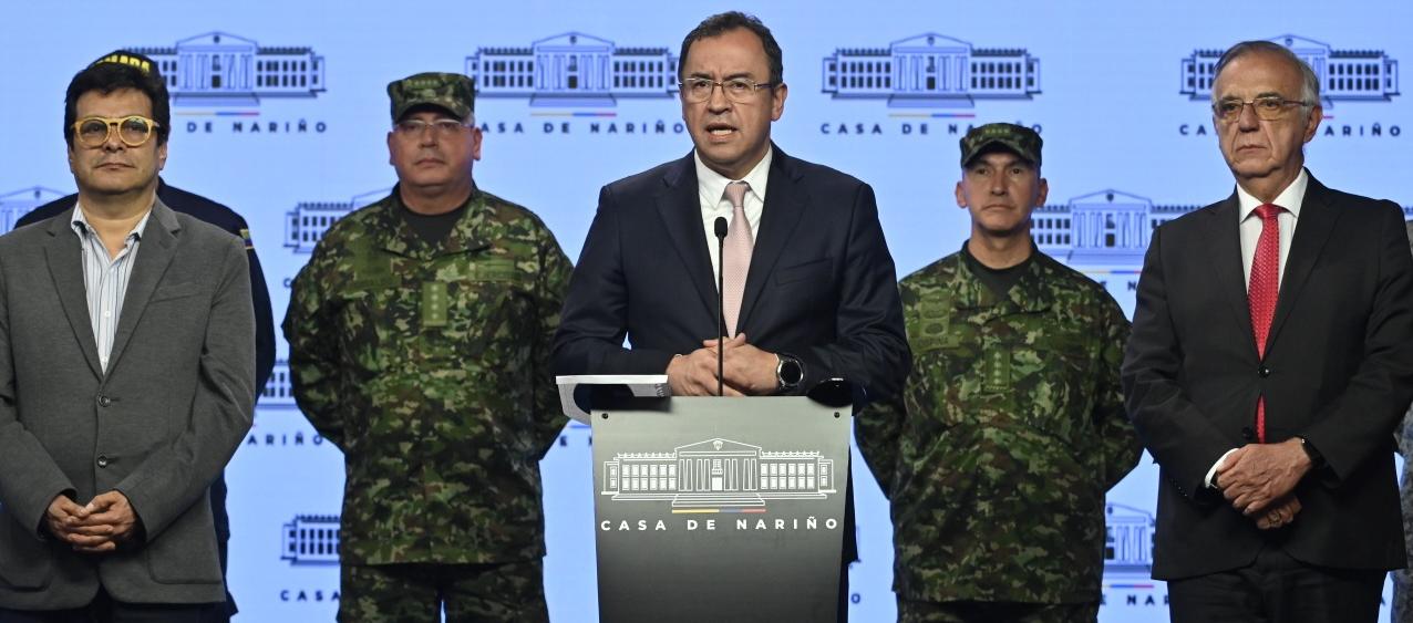 El ministro del Interior, Alfonso Prada, al término del consejo de seguridad.