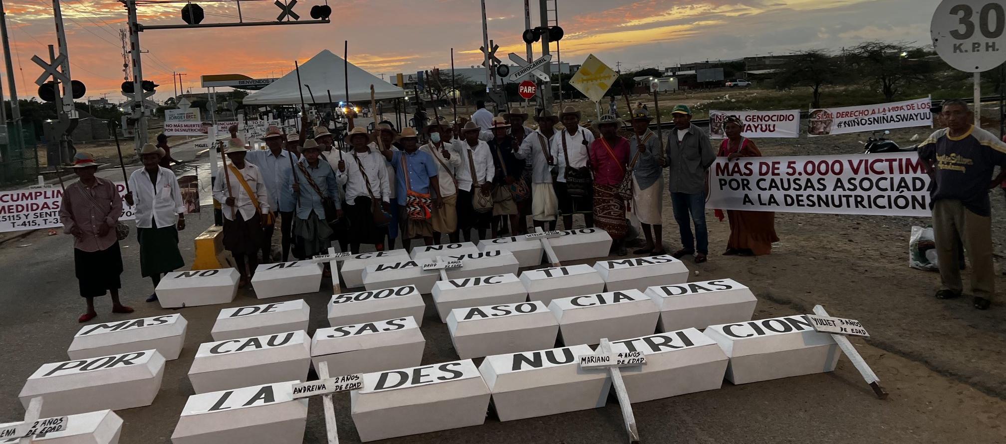 Una de las concentraciones de comunidades wayúu de este lunes en La Guajira.