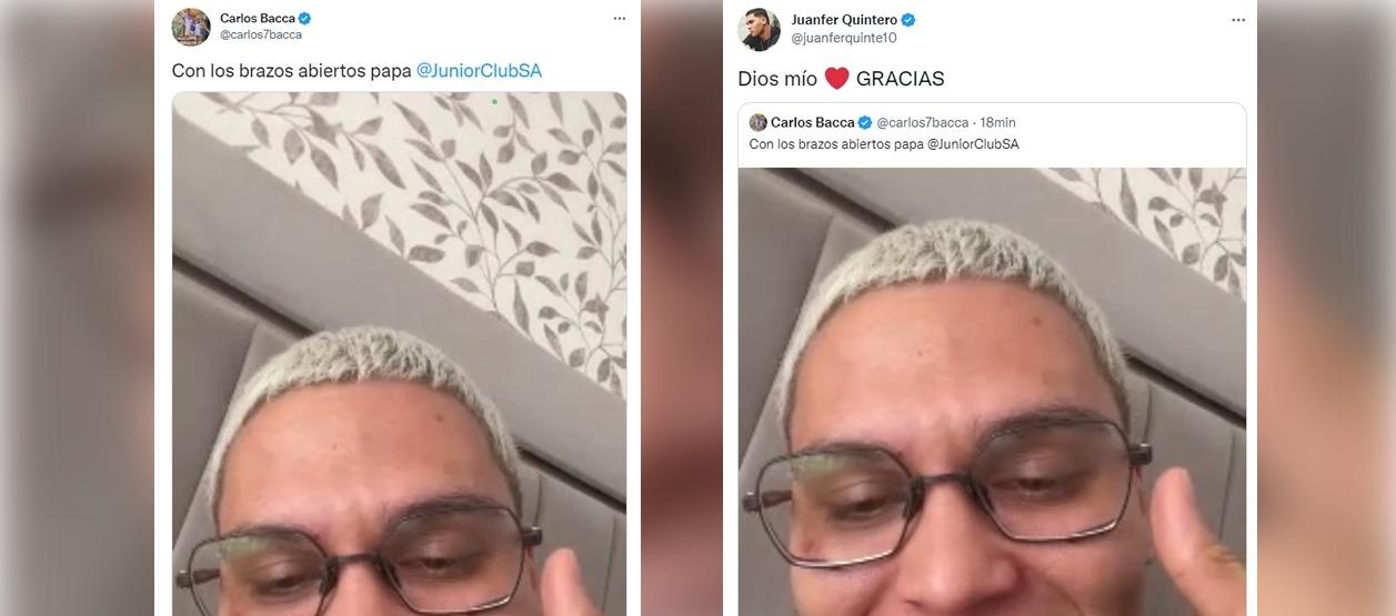 El intercambio de mensajes entre Carlos Bacca y Juan Fernando Quintero.