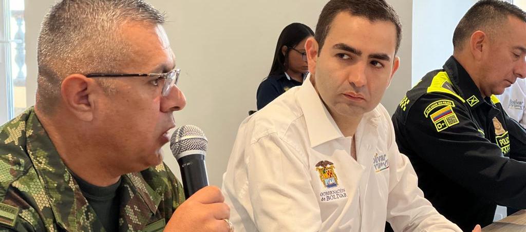 El gobernador de Bolívar, Vicente Blel, en el consejo de seguridad de este martes.