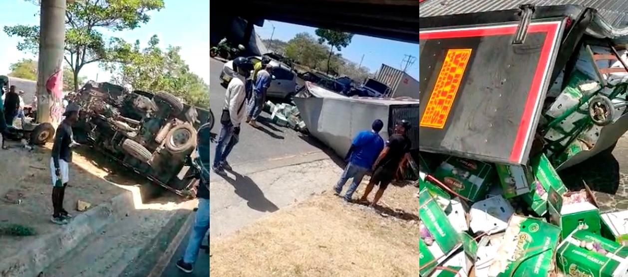 Furgón terminó volcado en la Circunvalar, a la altura del puente del barrio 7 de Abril