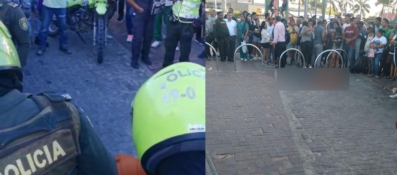 La Policía acordonó el área donde quedó muerto el hombre. 