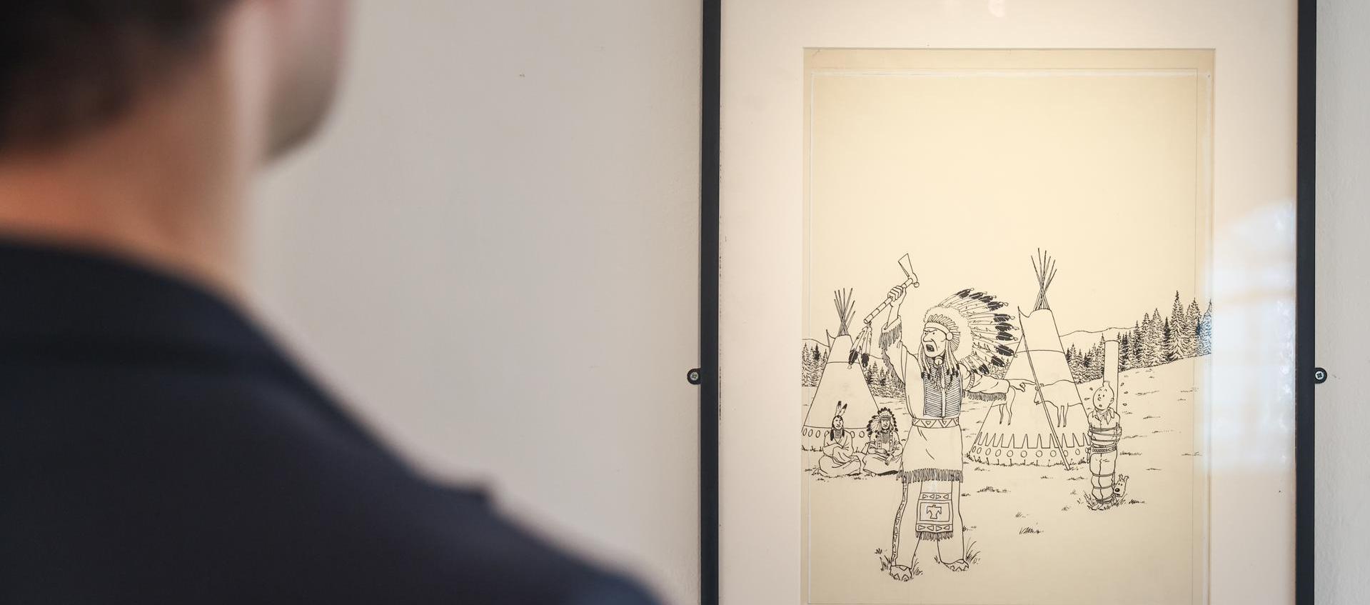 El dibujo de "Tintín" se exhibió en la casa de subastas Artcurial, en París.